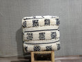 Hand-Knotted Beni Ourain Wool Pouf, 60cm x 60cm Moroccan Rug Ottoman