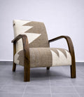 Handmade Wood Lounge Chair – White Wool Upholstered Accent Chair, 70x50x80 cm