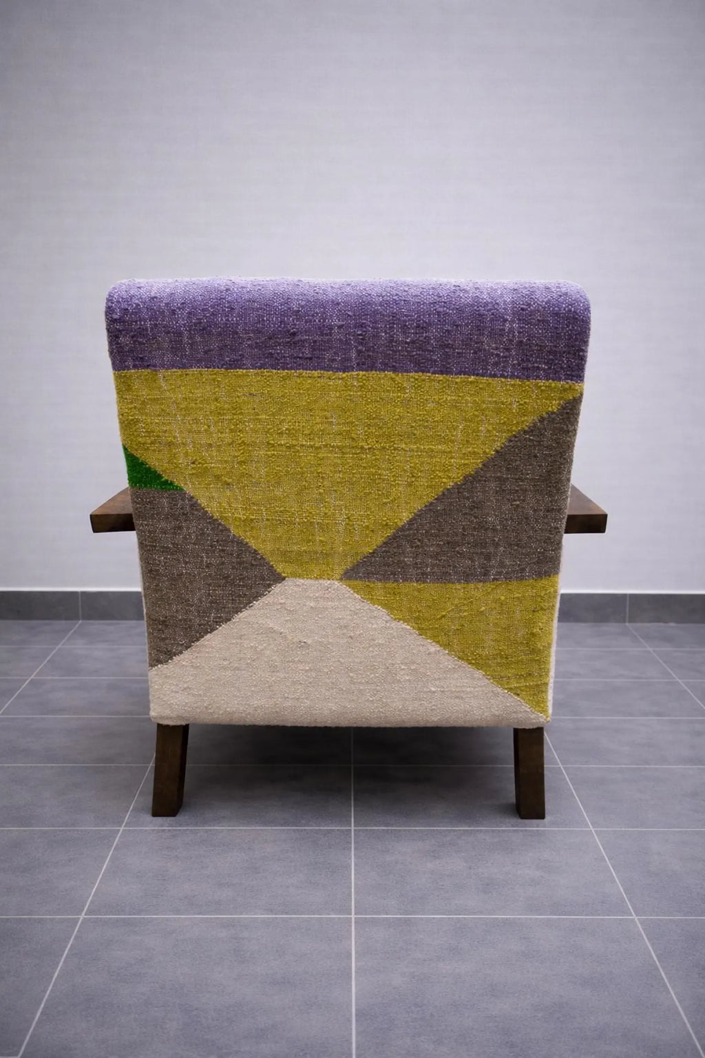 Wooden Upholstered Lounge Chair – Multicolor Accent Chair for Home, 70x50x80 cm