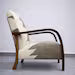 Handmade Wood Lounge Chair – White Wool Upholstered Accent Chair, 70x50x80 cm